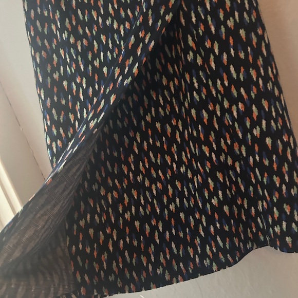 Anthropologie Debra Blue Patterned Pencil Faux Wrap Skirt - Picture 5 of 7